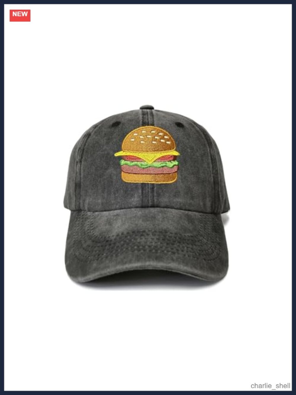 Embroidered Cheeseburger Baseball Cap Adjustable Cotton Hat